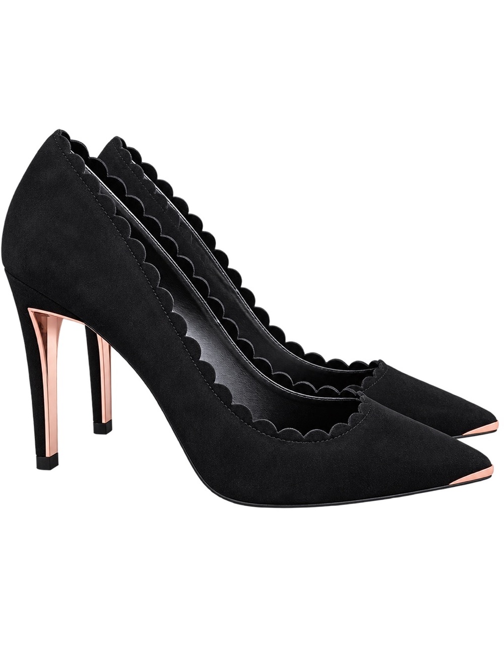 Ted Baker Black pumps Pointed Heels with Rose Gold Detail